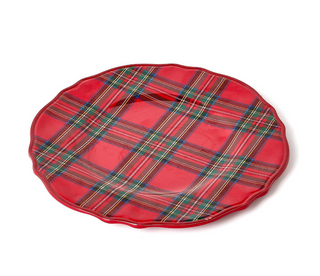 Tartan Traditions Melamine Dinner Plate blue red white plaid dishwasher safe Christmas holiday