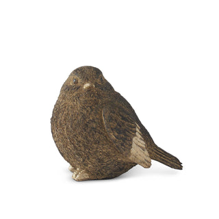 Textured Brown & Gold Resin Sitting Bird