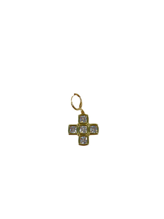 Thick Gold Cross with Crystals Scarf Charm
