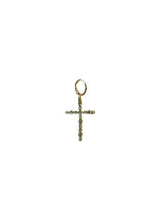 Thin Gold Cross with Crystals Scarf Charm
