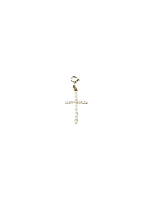 Thin Pearl & Gold Cross Clip Charm
