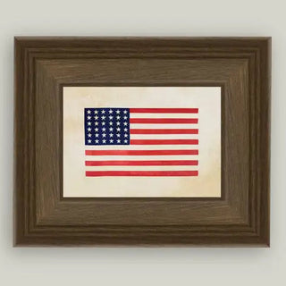 Thirty-Six Star Flag Framed Antique Art 7"x5"