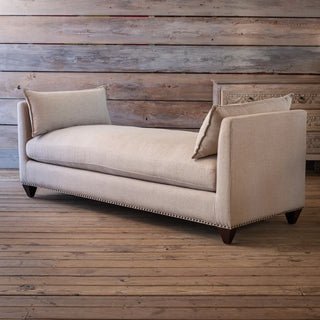 Townhouse Linen Settee tan beige nailhead upholster