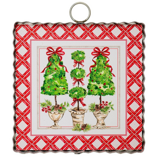 Traditional Cone & Topiary Trees Mini Metal Art