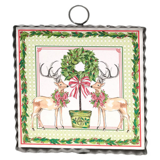 Traditional Tidings Deer & Topiary Mini Metal Art