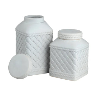 Trellis Jar Assorted ceramic white lattice