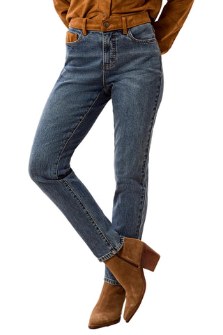 Tribal Audrey Hugging Slim Ankle Denim with Suede Trim