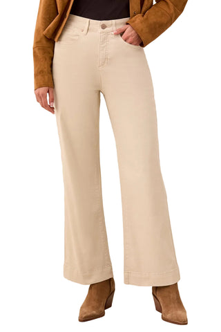 Tribal Comfort Stretch Fly Front Wide Leg Pants in Canvas