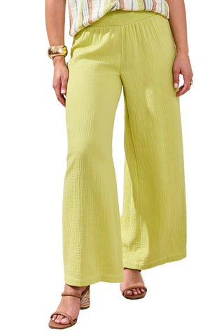 Tribal Flare Pant with Smocking Waistband in Green Banana