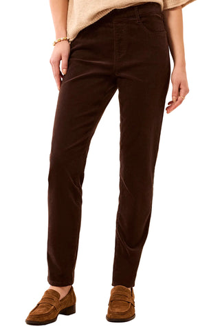 Tribal Micro Cord Audrey Pull-On Slim Ankle Pant in Saddlebrown