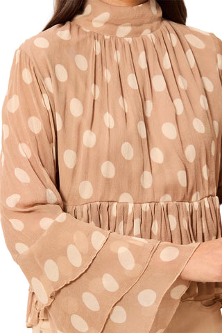 Tribal Mock Neck Peplum Blouse in Pashmina