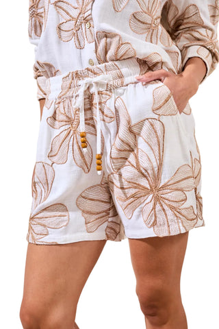 Tribal Pull On Short with Drawcord in White