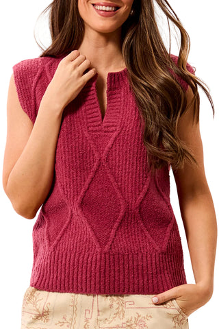 Tribal Split Crew Neck Sweater Vest, Nostalgia