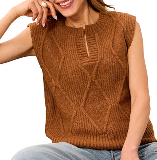 Tribal Split Crew Neck Sweater Vest in Hazelwood