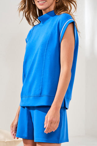 Tribal Techno Lux Mock Neck Contrast Piping in Turkishsea