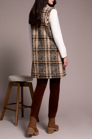 Tribal Wide Notch Collar Button Front Vest in Sandstone