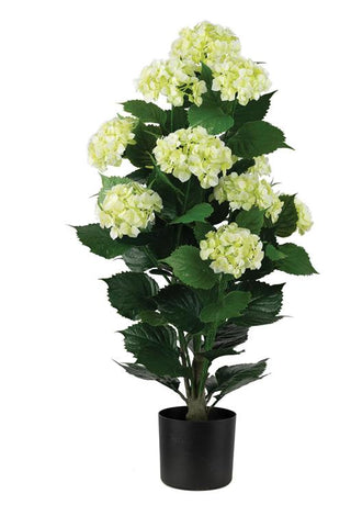 UV Proof Hydrangea Bush in Pot in White/Green white green outside outdoor