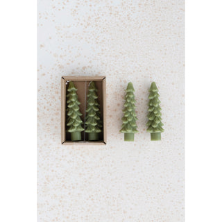 Unscented Tree Shaped Taper Candles, Set of 2
 green