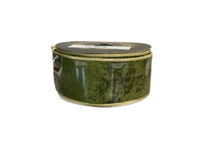 Green velvet ribbon with gold edge
