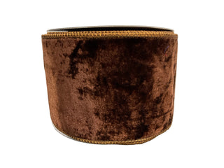 Dark brown velvet ribbon with brown back.
