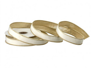Velvet Ribbon with Gold Back in Ivory 1" SOLD BY THE FOOT shimmer metallic