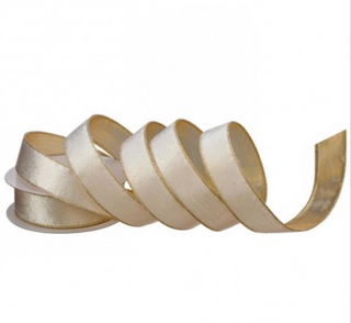 Velvet with Metallic Back Ribbon in White Gold 1.5" SOLD BY THE FOOT gold back white velvet holiday Christmas
