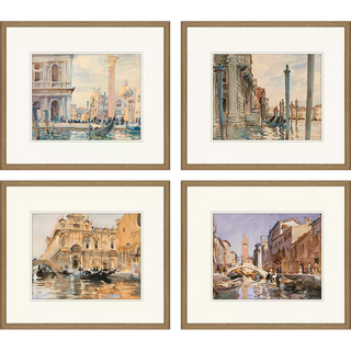 Venice Assorted Artwork, 4 Styles embossed antique wood frame water river canal