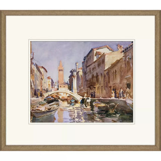 Venice Assorted Artwork, 4 Styles bridge canal antique gold embossed weave wood frame white mat