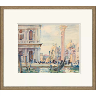 Venice Assorted Artwork, 4 Styles canal boat embossed weave antique wood white mat