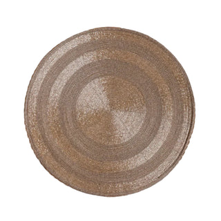 Vida Round Beaded Placemats Set of 4 in Champagne glass beads