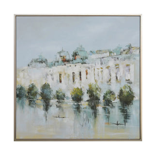 Vincent Framed Canvas water tree city wall green blue gray