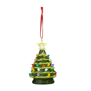 Vintage Green Lighted Tree Ornament multicolor lights ceramic