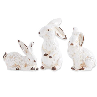 Vintage White Ceramic Bunnies Assorted distressed brown