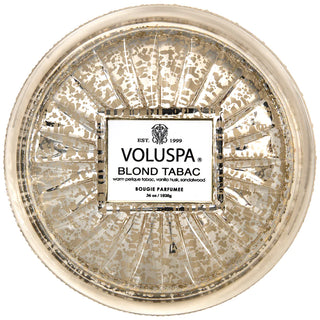 Top of lid to Voluspa Blond Tabac 3 Wick Grande Maison 36oz Candle
