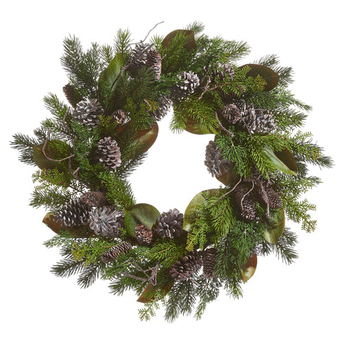 Whitewash Pinecone & Mixed Greenery Wreath