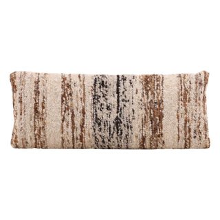 Wanda Lumbar Pillow in Brown hand woven jute caramel brown ivory cream black wool
