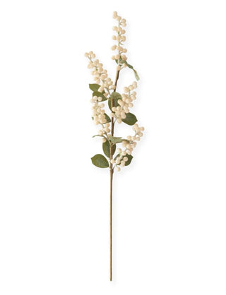 Waxed White Berry Stem with Foliage