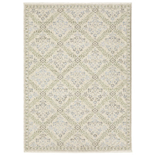 Westwood WES05 7'10" x 10'10" Rug machine woven space dyed polyester earthy neutral powder blue ivory beige, olive green, gold floral flower 