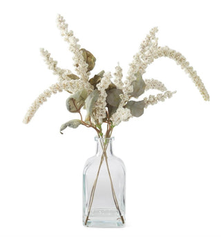 White Berry Cluster Premade in Square Glass Vase with Faux Water