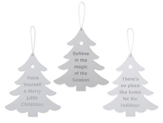 White Christmas Tree Ornaments with Messages Assorted Have yourself a merry little Christmas Believe in the Magic of the season There's no place like home
