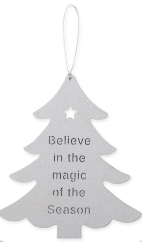 White Christmas Tree Ornaments with Messages Assorted Believe in the magic of the season