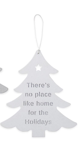 White Christmas Tree Ornaments with Messages Assorted there's no place like home for the holidays