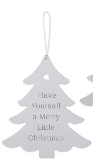 White Christmas Tree Ornaments with Messages Assorted Have yourself a merry little Christmas