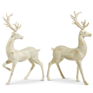 White Distressed Deer Assorted 18" head turned head straight gold distressed ivory