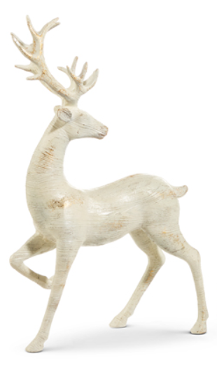 White Distressed Deer Assorted 18" head turned ivory gold distressed