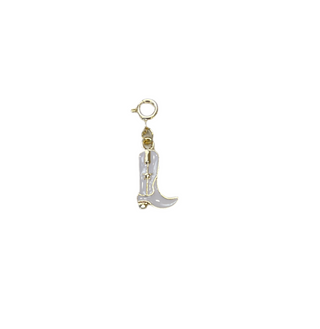 White Enamel Cowboy Boot Clip Charm