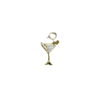 White Enamel Martini Glass Clip Charm
