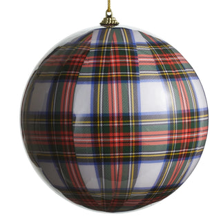 White Plaid Ball Ornament