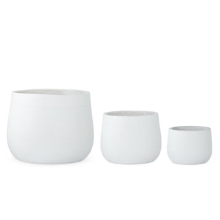 White Pots with Horizontal Stripes Assorted