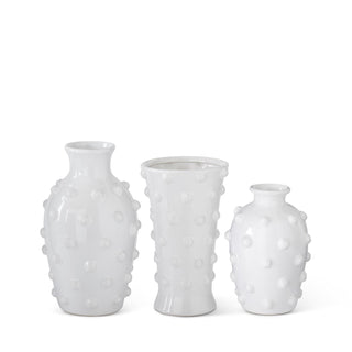 White Raised Polka Dot Vases Assorted glaze